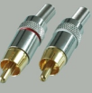 RCA ШТЕКЕР НА КАБЕЛЬ МЕТАЛЛ GOLD под пайку (Красная/Белая 1 полоса) с хвостом PREMIER