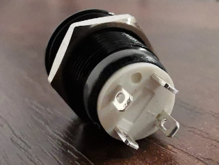 Антивандальная кнопка круглая для домофона, 4pin, OFF-(ON) без фиксации, AC 220V 2.0A, под гайку М12, под пайку, подсв.:синий (U:12-24V), d:12мм, норм фото 3