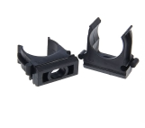 Держатель-клипса для гофры D16 мм материал: АБС пластик; размер - 22х25х12мм; цвет: Черный; предназнач. для трубы гофрированой, крепление к поверхност