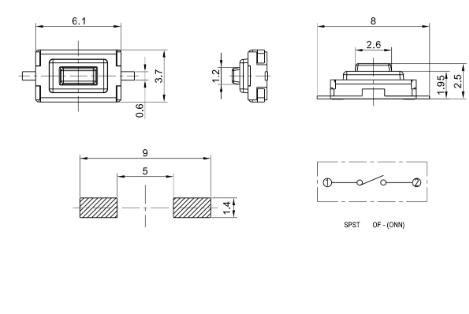 Микрокнопка прямоугольная тактовая, 2pin, 6x3,5x2,5мм, SMD (IT-1181A, TD11XA, KAN0441-0252B) фото 3