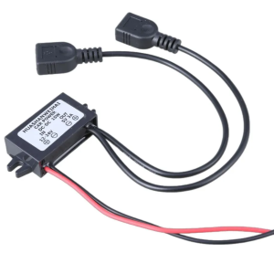 Преобразователь напряжения DC-DC 12V >> 5V до 3A (15W) Вход: 2 провода(черн/красн);  Выход:2 гнезда USB-AF  длина 21см; габариты: 45х26х15мм; без свет