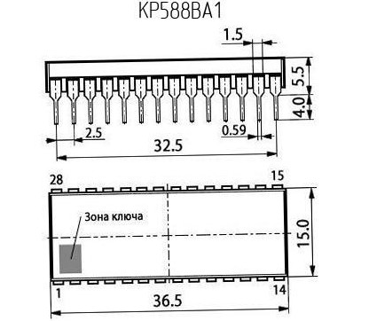 Микросхема 588ВА1 (КР 588ВА1) DIP28 фото 2