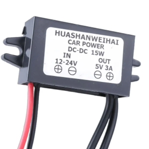 Преобразователь напряжения DC-DC 12V >> 5V до 3A (15W) Вход: 2 провода(черн/красн);  Выход:2 гнезда USB-AF  длина 21см; габариты: 45х26х15мм; без свет фото 2