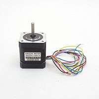 Мотор шаговый Nema 17 (OK42STH47-1206A) четырехфазный, униполярный, 6ти проводной. Ток фазы: 1.2А. Момент удержания: 3.17 кг/см. Шаг: 1.8°. 