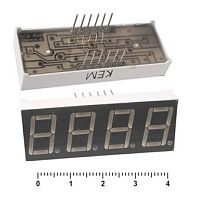 Индикатор цифровой KEM- 5461AR красный 7-сегм. 12pin (50х20х7мм) общий катод , 4-разрядный 