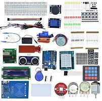 КОНСТРУКТОР ЭЛЕКТРОННЫЙ ARDUINO (90 компонентов: модуль ArduinoUNO R3; плата беспаечн.(400pin);шаговый мотор, датчик уровня воды; кейс для 6 батарей А