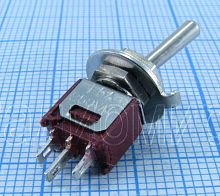 Тумблер, 3pin, ON-OFF-ON с фиксацией, AC 220/250V 1.5A, нормально замкнут (SMTS-103-2A1, SPDT 3P)
