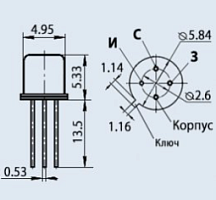 Транзистор полевой КП307Б никель 27V , 15ma , Макс. напр. затвор-исток Uзи-: 27 В
