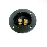 ТЕРМИНАЛ АУДИО 2 ЗАЖИМА КРУГЛЫЙ 80ММ Gold МЕТАЛЛ на корпус (1-727G 75ММ) (под банан)