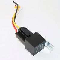 Реле автомобильное э/м + КОЛОДКА DC24V 40A 4pin, в панель/под клеммы, Контакты: 1гр. на замыкание (1А) (24VDC/40A) 28x28x25мм (LUOZHOU JD2912)