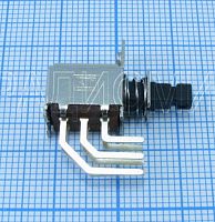 Переключатель MG-D 32 "контакты угловые" 6PIN (2гр.х3pin) ON-ON, С ФИКСАЦИЕЙ, корпус метал 12,2х8х9мм, толкатель h12х3x3мм, крепление одно M2.5