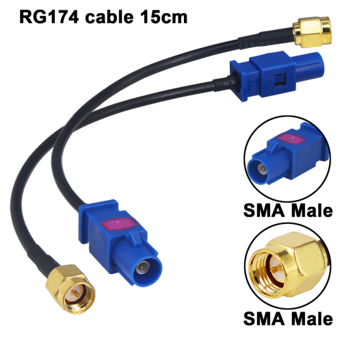Антенный кабель-переходник для GPS антенны, с Fakra на SMA RG174 (кабель 15см) 50om, Автомобильный GPS антенный кабель Fakra C штекер на SMA штекер GP