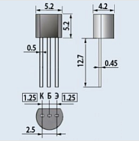 Транзистор КТ503Е (марк. белая точка) (=КТ502Б) h21-40-120 , 100V , 0.15A , 5мГц /N-P-N/ TO92