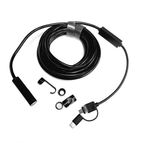 ВИДЕОЭНДОСКОП Гибкая камера Inskam "Android  3in1" (microUSB + USB + Type-C) (d=12мм) IP68; жесткий кабель 5м 5.0Mpix;