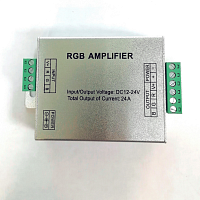 УСИЛИТЕЛЬ RGB  Uпит=DC12-24V  I=8A x 3 канала ( 24A )  288W  Габариты: 104х63х24мм  Рабоч.t: от -20 до +60С 