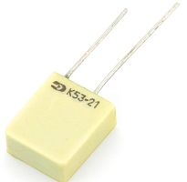 Конденсатор оксидно-полупроводниковый   100 mkF   6.3 V К53-21 (Ниобиевые оксидно-полупроводниковые танталовый) ) отеч. (80-90 г.г) Аксиальные выводы
