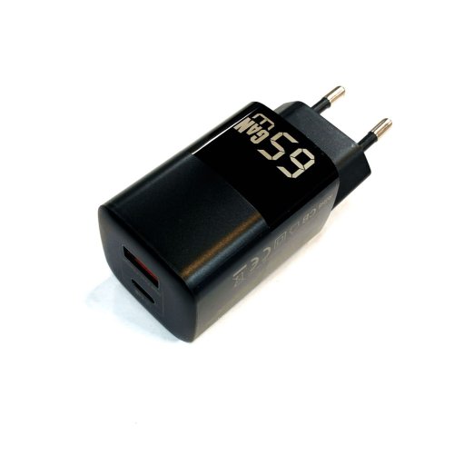 БЛОК ПИТАНИЯ FNIRSI GaN PD (Gallium Nitride Quick Charger) 65W; VAC=110-230V; 50-60Hz; Разъемы Type-C / USB-A; Модель: RY-U65A фото 2