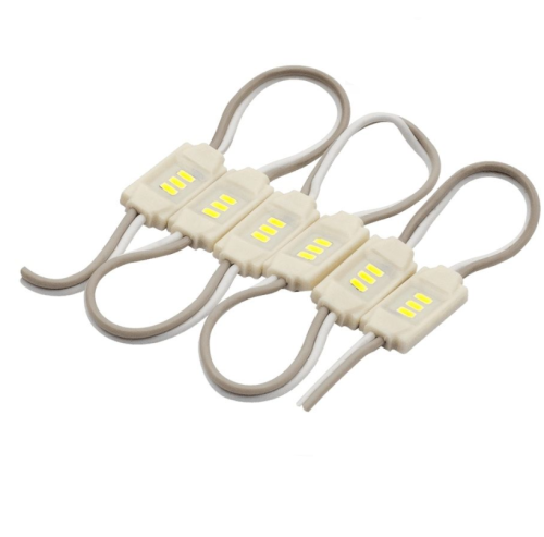 Модуль 3 св/диода БЕЛЫЙ SMD 3014 6500K  U=12v; P=0,3w;  35Lm  IP65 SWG,  габар: 18х8х3мм; угол свеч.=120° MD43YE-12-WIP65 