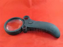 Лупа ручная 2.5Х/25X/55X (d=65мм/d=20мм/d=12мм) ЧЕРНАЯ с подсветкой 4 св.диодов+Уф.-детектор (три режима) (батар. AG10 4шт в комплекте) №600600 Самура