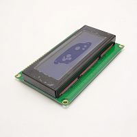 ЖК индикатор символьн. LCD2004 (4ряда х 20знаков/ Синяя подсв.) 16pin  Белый текст (латиница) на синем фоне; Uпит=5v; 