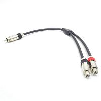 КАБЕЛЬ 1RCA штекер  х 2RCA гнездо (Y-адаптер) 0,2m (3-ри экрана) никелированные контакты; предназначен для передачи звукового сигнала между различными