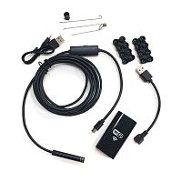 ВИДЕОЭНДОСКОП Гибкая камера "Wi-Fi" (d=8мм) IP67; мягкий кабель- 3,5м 2.0Mpix; HD 640*480/1280*720; microUSB(штек/гн); подсветка 8LED;