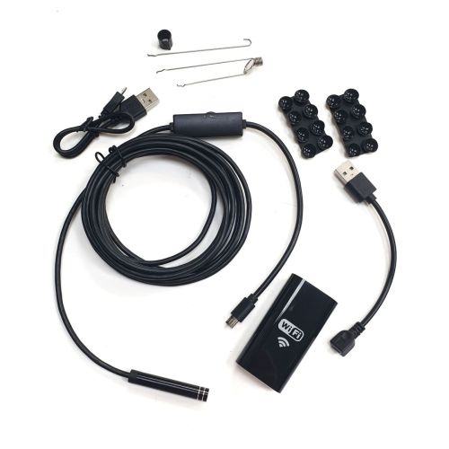 ВИДЕОЭНДОСКОП Гибкая камера "Wi-Fi" (d=8мм) IP67; мягкий кабель- 3,5м 2.0Mpix; HD 640*480/1280*720; microUSB(штек/гн); подсветка 8LED;