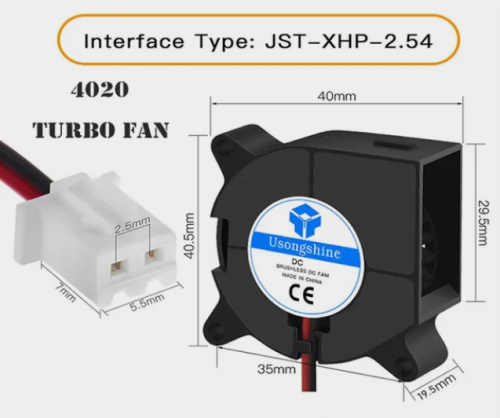Вентилятор Центробежный "Улитка" 12V 40*40*20, разъем фишка-2pin фото 4