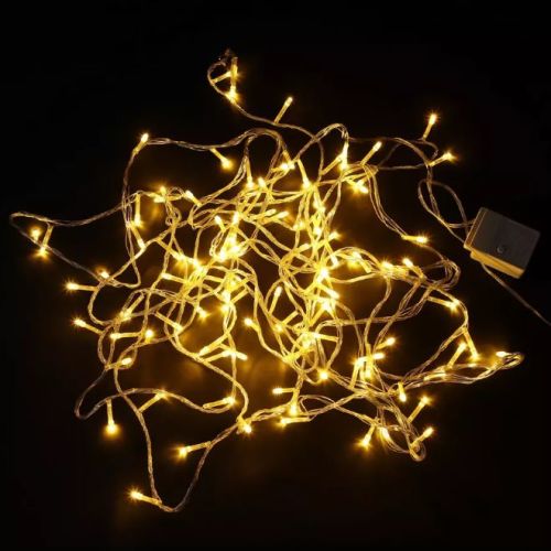 Гирлянда св/д цв:БЕЛЫЙ (ТЕПЛЫЙ) 100LED дл=9м "Нить"; 8 программ свечения AC220v/ Контроллер 100 Led