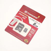 Flash card micro SDHC 8GB (class10) (+адаптер SD) Transcend Premium 400х UHS-I 60Mb/s Тайвань