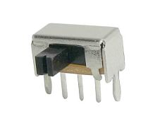 Переключатель движковый (ползунковый), 3pin, групп: 1, 2 полож., ON-ON с фиксацией, 50V 0.3A, под пайку, 8,7x4,5x4мм, L=5мм, DIP угловой, толкатель: ч