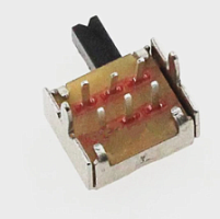 Переключатель движковый, 6pin, 2 полож., 2xON-ON с фиксацией, под пайку, 8,6x6,8x4,6мм, L=4,6мм, DIP, корпус: стальной (SK22D07-V4, SK22D07VG4)