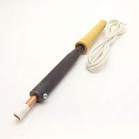 ПАЯЛЬНИК 100w 220v <Термолюкс> (ЭПСН-03-100/220 ) Ручка-дерево; откруч.медное жало- прямой "шлиц" (d=7.6мм, рабоч.дл.=30мм); класс защиты-2; вр.разогр