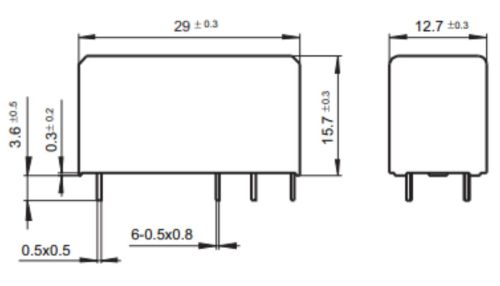 Реле э/м DC12V 16A 8pin, пайка (PCB), Контакты: 1 перекл.группа (1С) (12VDC/16A; 250VAC/16A) 29x12,7x15,7мм (HONGFA HF115F/012-1ZS3), контакты: AgCdO фото 3