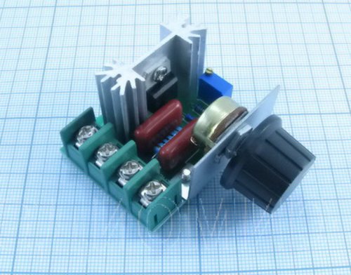 РЕГУЛЯТОР МОЩНОСТИ AC ФАЗОВЫЙ до 2000W 220V, 10A (встроенный /выносной резистор) Применяется для регулировки мощности ламп накал., паяльников, тэнов,  фото 2