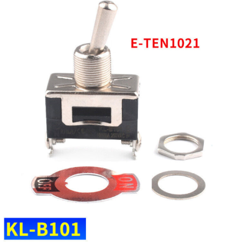 Тумблер, 2pin, ON-OFF с фиксацией, AC 220/250V 16A, под винт, 29x15x17мм, нормально замкнут, корпус: черный (E-TEN1021/KL-B101, KL-B101)