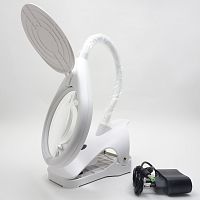 Лупа настольная на гибкой ножке с креплением прищепка 2.3X(250mm), (Круглая; с подсветкой: 8 LED(св/д) (в комплекте БП 5V 1A ,штекер 5.5мм х 2.1мм);