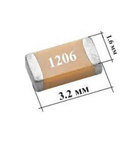 Конденсатор керамический   1 mkF  50V ЧИП MLCC1uFX7R50V10% 1206  X7R