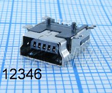 Разъем - гнездо miniUSB-B на плату, 5 pin.  поверхностный монтаж (M5-08) ( mini USB-5S ) (разъем USB : USB/M-1J)