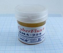 Флюс-гель Универсальный (безотмывоч, желтый) CyberFlux RMA-223 20гр (банка) Для пайки любых электронных компонентов; Не электропроводный; Умеренная ак