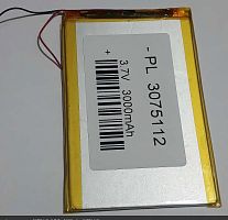 АККУМУЛЯТОР LP 3075112 (112х75х3,0мм) 3,7v 3000mAh Li-Pol (с платой защиты- PCM), (элемент) провода под пайку 