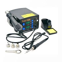 ПАЯЛЬНАЯ СТАНЦИЯ   LUKEY-702 (ПАЯЛЬНИК+ФЕН / 3 насадки / подставка под паяльник / крепление для фена / очистительная губка)  Тип насоса: турбинный; 