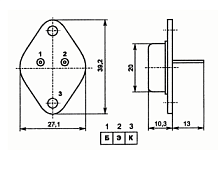 Транзистор КТ846Б 1200V , 5A , N-P-N TO3-2