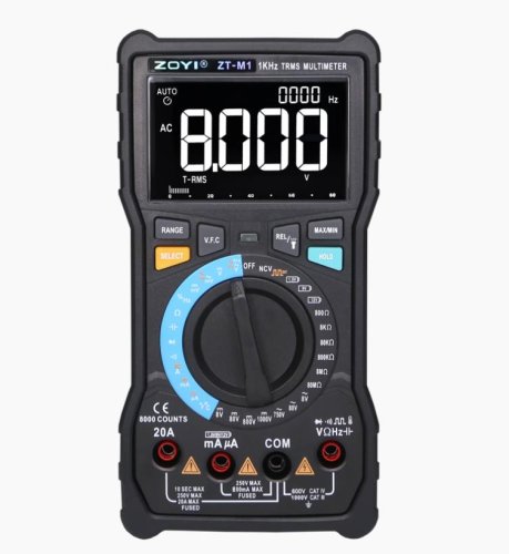 Мультиметр ZOTEK ZT-M1c функцией VFC!!!(измерение в цепях преобразователей напряжение-частота) АВТОМАТ+ручной выбор  Разреш: 8000 отсчетов Udc=80mv-10