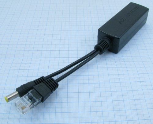 Сетевой коммутатор Сплиттер-POE-101, IEEE 802.3af/at, 10/100Мб/с, Напряжение PoE 44-57V, Питание (на выходе) 12V-1A-2A ,  габариты( 85х29х24мм)    