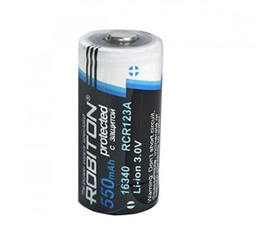 АККУМУЛЯТОР  16340 3,0V  550mAh с платой защиты Li-Ion  ROBITON   ICR16340/3.0 ( литий-ион ), Высокий плюс   ( Размер батарейки CR123A  3v!!)  фото 2