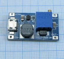 Повышающий DC-DC 2...24V >> 5...26V (регулир.) max 2A (с радиатором, номин- 1A) на LM2577; на входе- гн.micro USB Преобразователь пост.напряжения; КПД