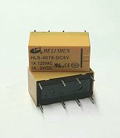 Реле э/м DC5V 2A 8pin, пайка (PCB), Контакты: 2 перекл.группы (2С) (24VDC/2A; 120VAC/1A) 20x10x12мм (HE LI SHUN HLS-4078)