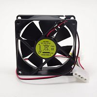 Вентилятор компьютерный DC12V, 80x80x25мм, 7 лопастей, 2600об/мин., подш. скольжения, разъем: 2хMOLEX, 4pin, 0.16A Gembird FANCASE-4, пластик, провод: