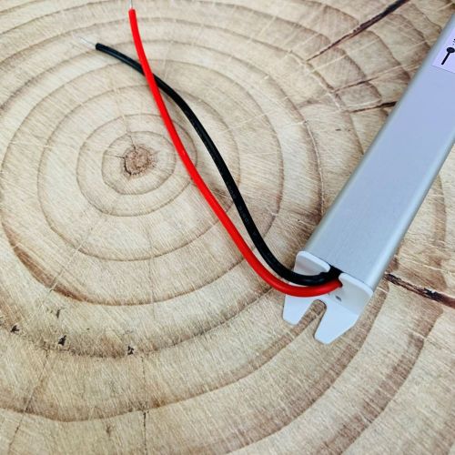 Блок питания для св/д техники, 24V, 2A, 48W, с проводами, мебельный (длинный), 283x18x18мм, IP22, вх: AC 220-250V, вх. разъем: два провода, металл FER фото 4